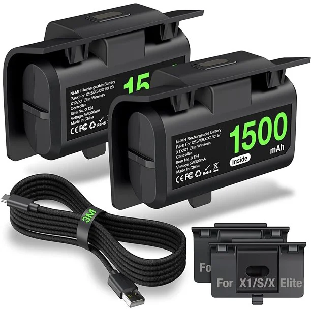 DinoFire Rechargeable Battery Pack for Xbox One/Xbox Series X|S with 2x1500mAh Xbox One Controller Station
