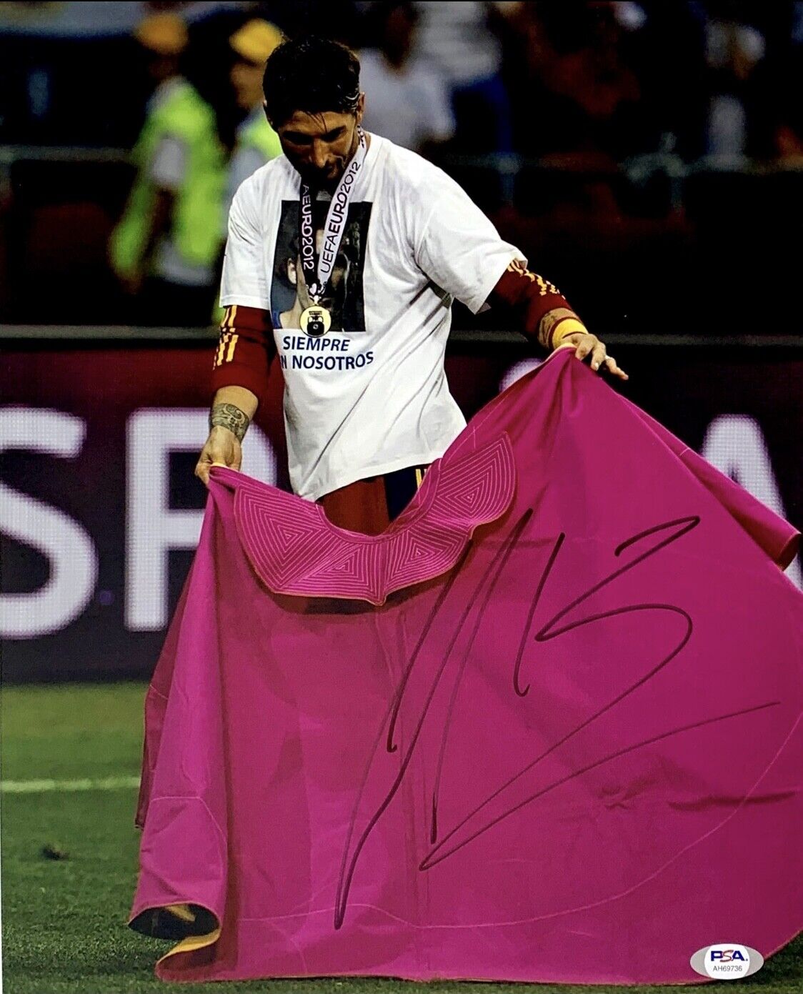 Sergio Ramos Signed 11x14 Photo Poster painting PSA AH69736 Spain