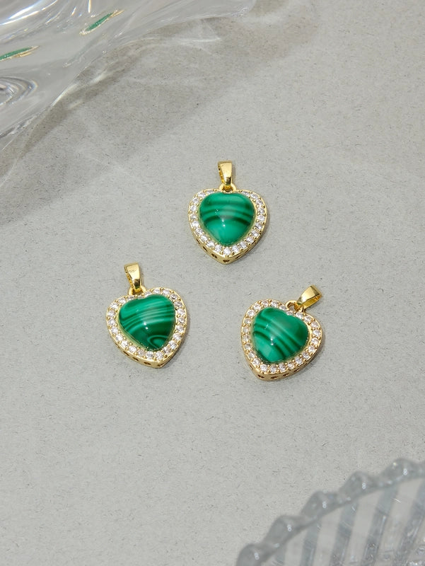 1 PCS/Package Synthetic Resin Copper Resin Zircon 18K Gold Plated Heart Shape Jewelry Accessories Pendant