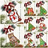 DIY Diamond Painting Christmas  Wooden Christmas Charms Decorations Santa Pendant Kits
