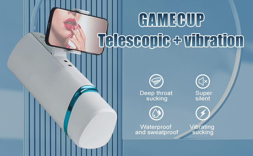 Gamecup Plus: 高度な加熱突き上げ振動ペニスストローカー、電話ホルダー付き