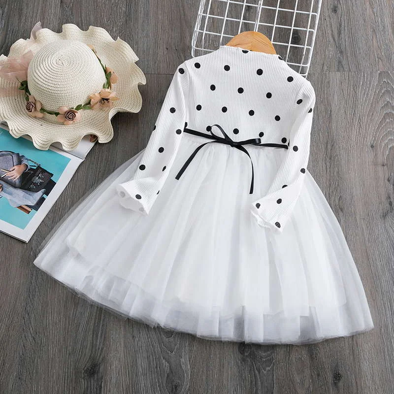 Polka Dot Long Sleeves Girls Dress For Autumn Winter Casual  Clothes Party Dress Princess Dress Vestido Infantil For 3-8 Years