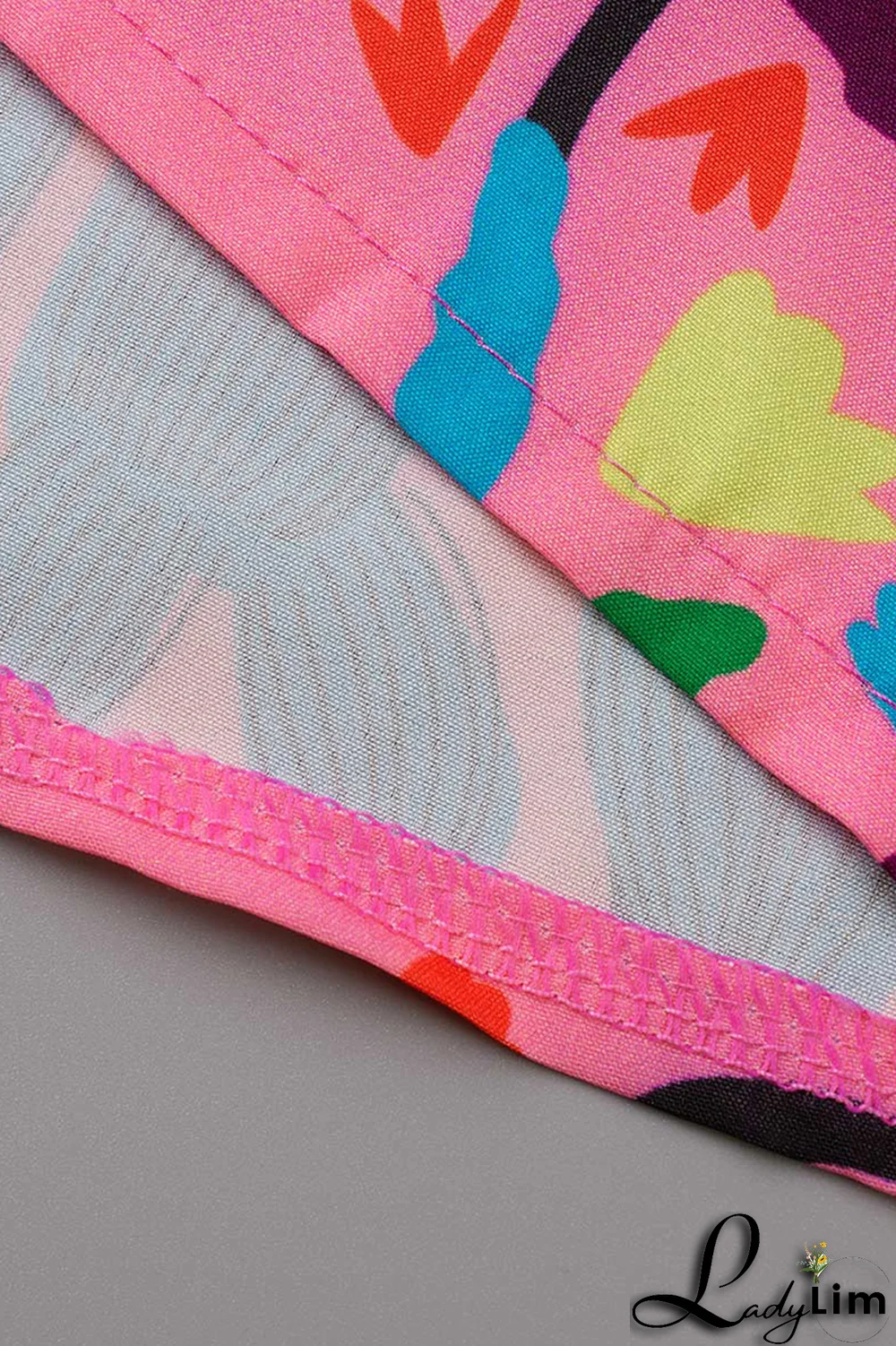 Rose Red Casual Print Draw String O Neck Cake Skirt Dresses