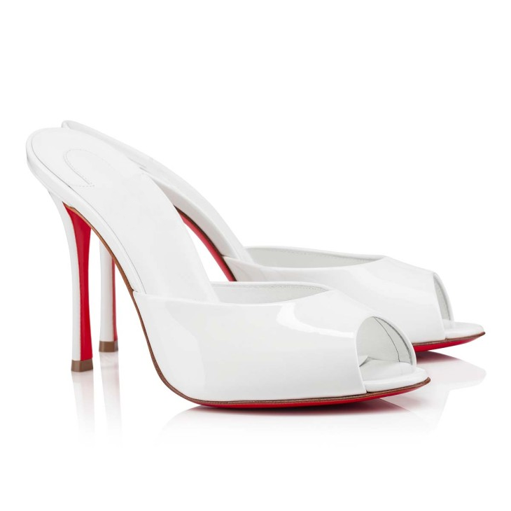 100mm Women's Sandals Pointed Toe Mules Red Bottom Heels Slip on Stilettos-MERUMOTE