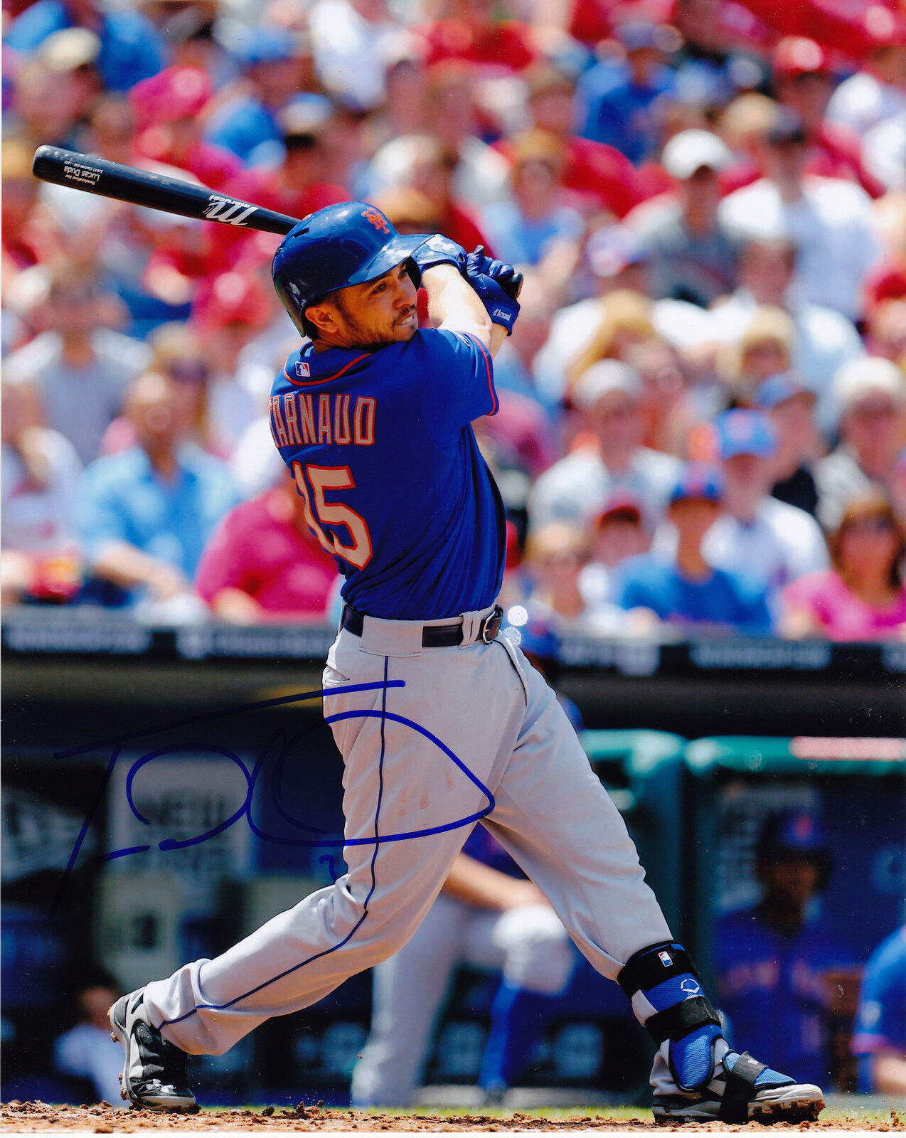 TRAVIS D'ARNAUD NEW YORK METS ACTION SIGNED 8x10