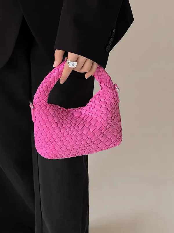 Cute Solid Color Woven Bags Handbags