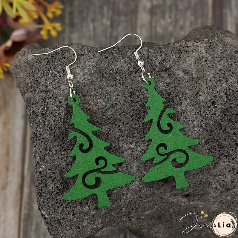 Christmas Tree Wooden Earrings