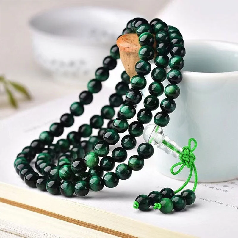 Green Tiger Eye Blessing Bracelet Necklace Mala