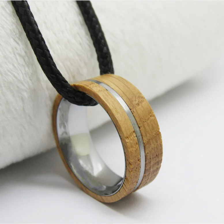 8MM Silver Flat 1/3 Slot Yellow Tungsten Bands For Mens And Womens With Wine Barrel Wood Wedding