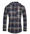 Men's Casual Plaid Hooded Long Sleeve Shirt