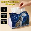 Wolf Diamond Painting Tissue Box 7.48x5.12Inch Diamond Art Tissue Box 5D Diamond Art Tissue Cover for Kitchen Restaurant Bar Office Parties