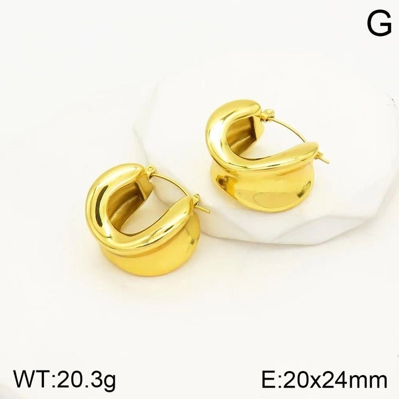 1 Pair Casual Minimalist Classic Style U Shape Geometric Polishing Plating 304 Stainless Steel 18K Gold Plated Earrings