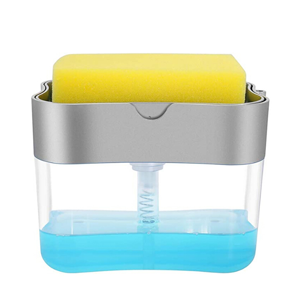 

Soap Pump Dispenser Sponge Holder Kitchen Manual Press Liquid Container, Silver, 501 Original