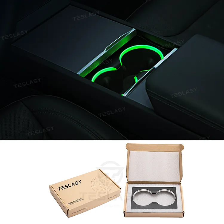 Teslasy Cup Holder Ambient Light for Tesla Model 3 Highland, Model