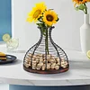 Wine Cork Holder Wine Stopper Container Decanter Shaped Wine Cork Collector Cage Cork Storage with Wooden Bottom Wine Lover Gift Kitchen Decor