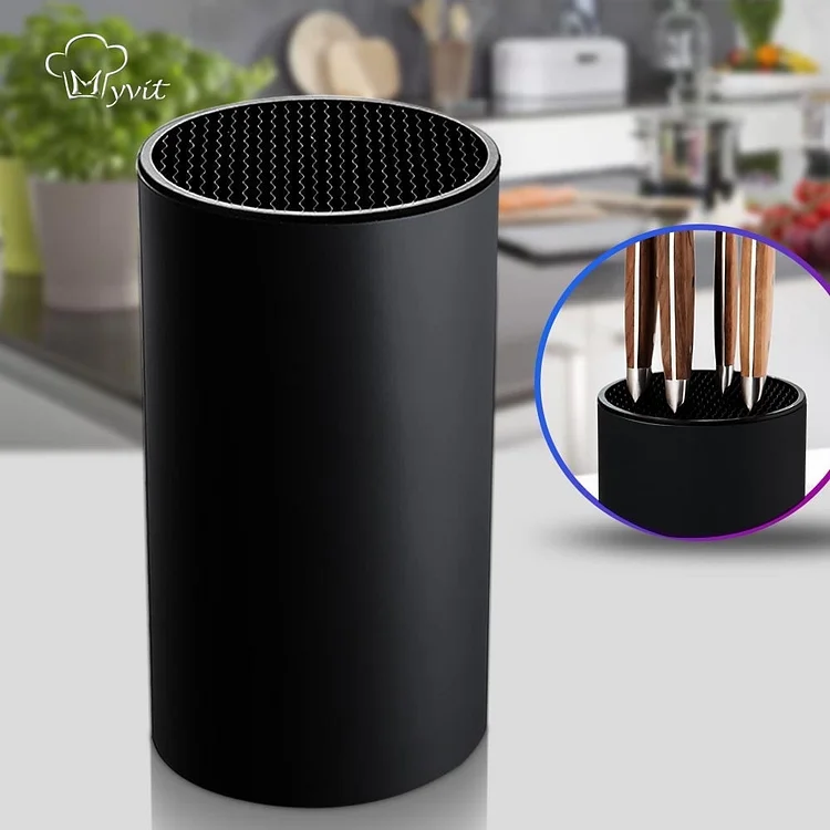MYVIT Knife holder and cutlery rack, kitchen cutlery storage rack for countertop space saving, black steak knife organizer