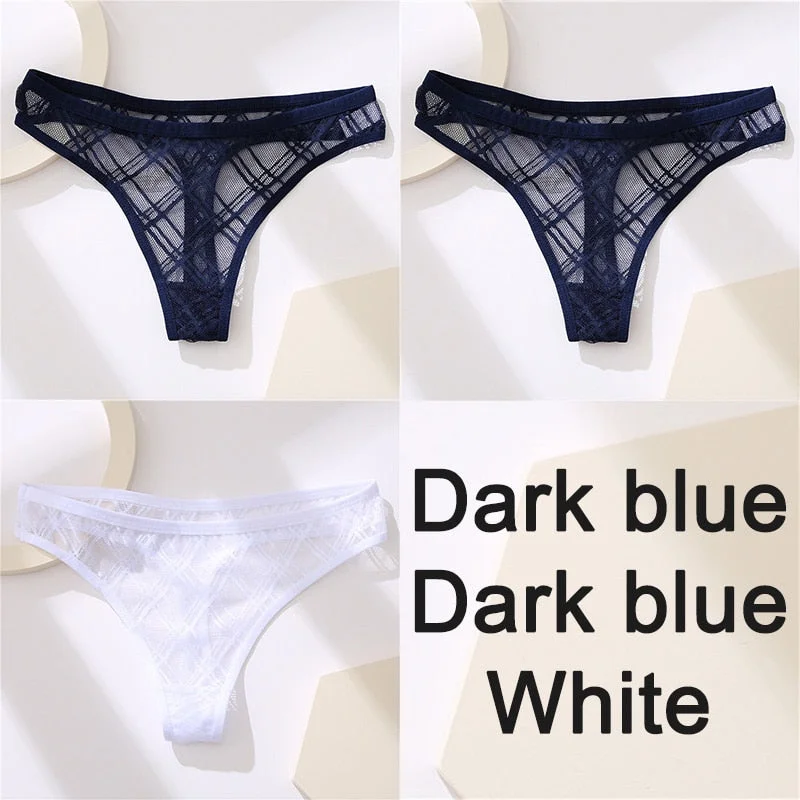 Sexy Lingerie Lace Panties Women Underwear G-String Perspective Thong Pantys Mesh Low Waist Female Briefs Intimate Underpants