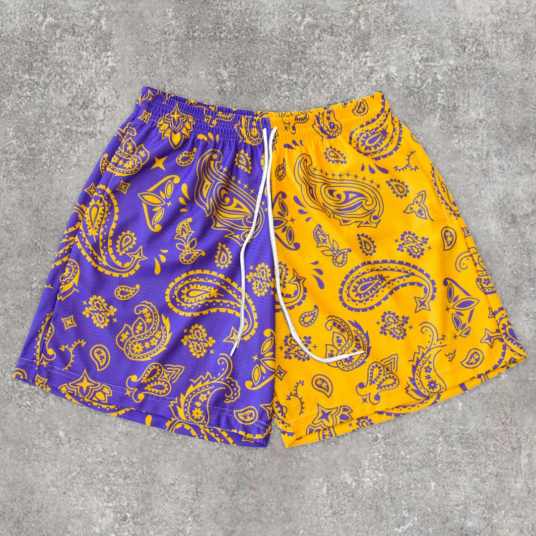 Fashion Street Style Cashew Flower Colorblock Shorts