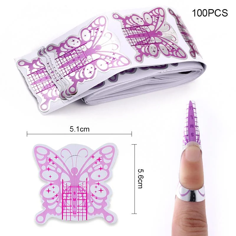 French Nail Form Tips Acrylic UV Gel Extension Curl Form Nail Gel Sticker Art Guide Mold Manicure Stencil Acrylic Tools-Nail Inspo