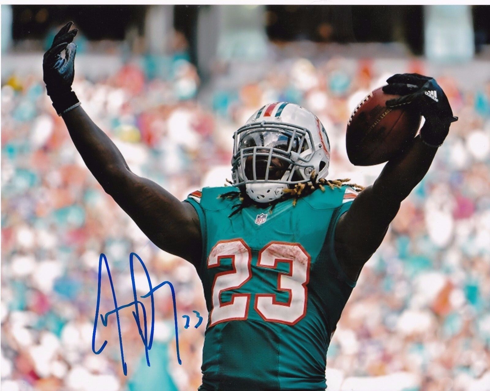 JAY AJAYI MIAMI DOLPHINS ACTION SIGNED 8x10