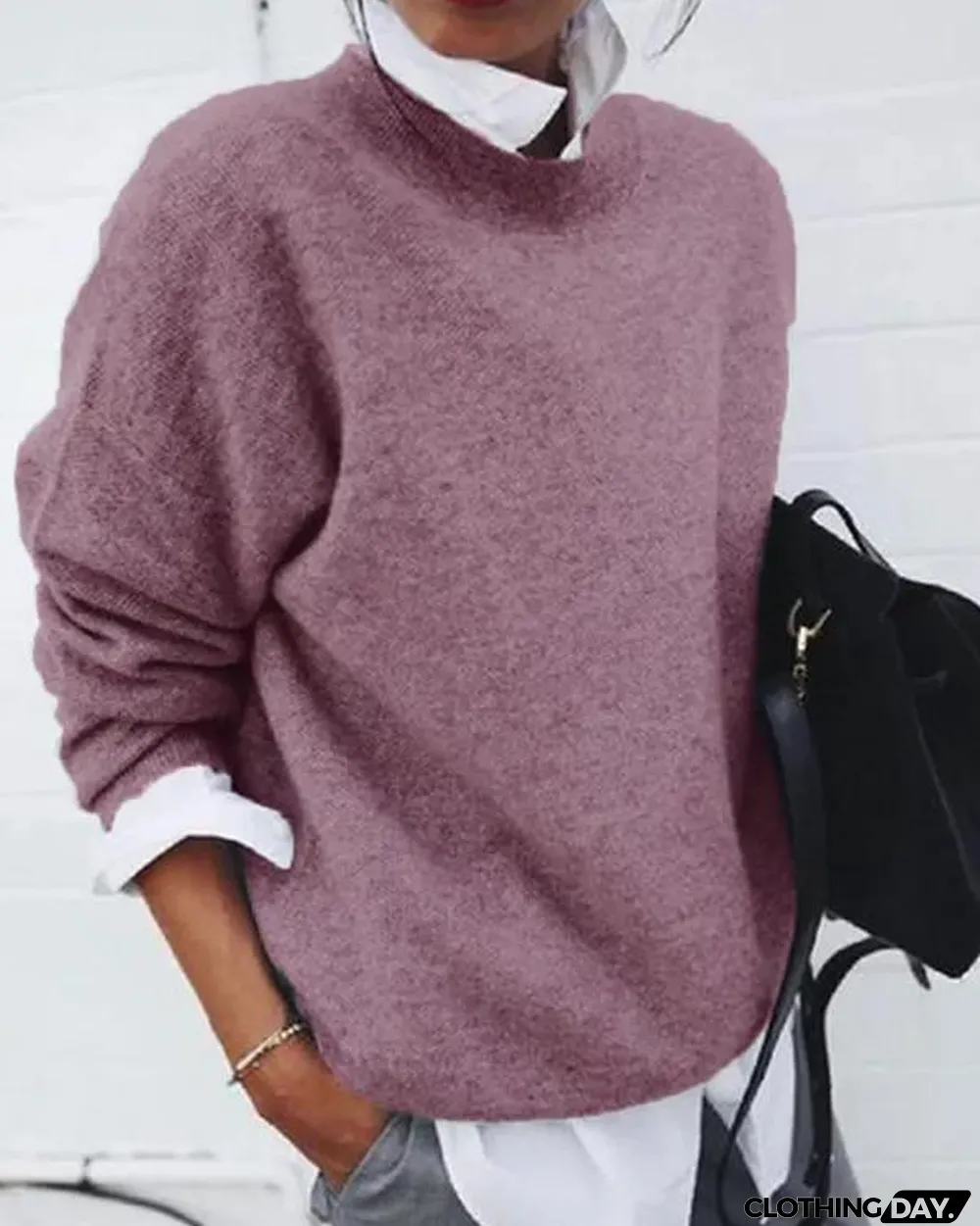 Shirt Collar Fack Two Piece Sweater