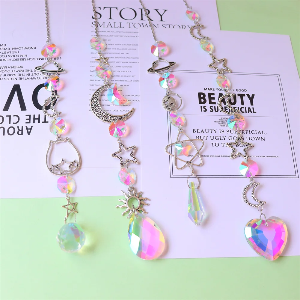 Crystal Wind Chime Prism Catchers Hanging Ornament Curtain Garden Pendant