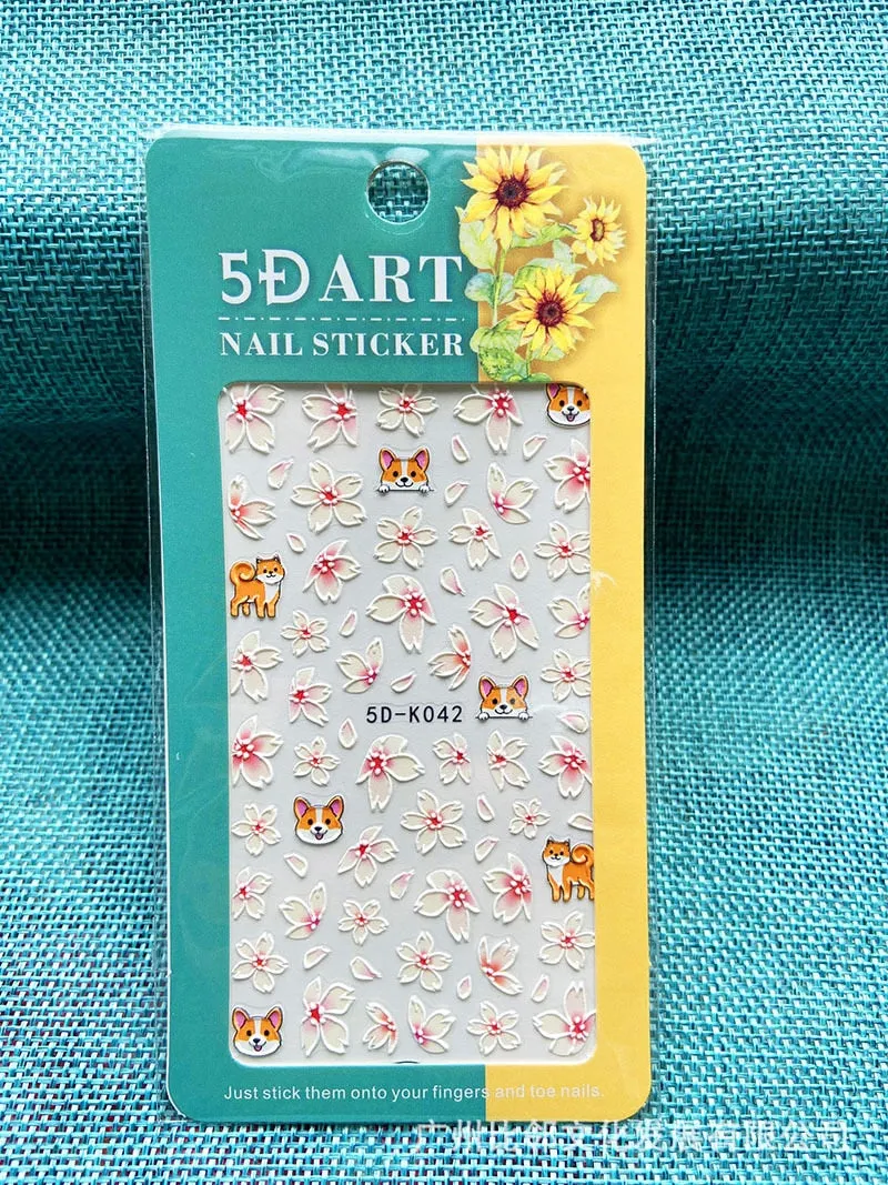 5D Embossed Nail Art Stickers Butterfly Rose Animal Design Flowers Lace Gel Decals Acrylic Engraved Sliders Manicure Art Decora-Nail Inspo