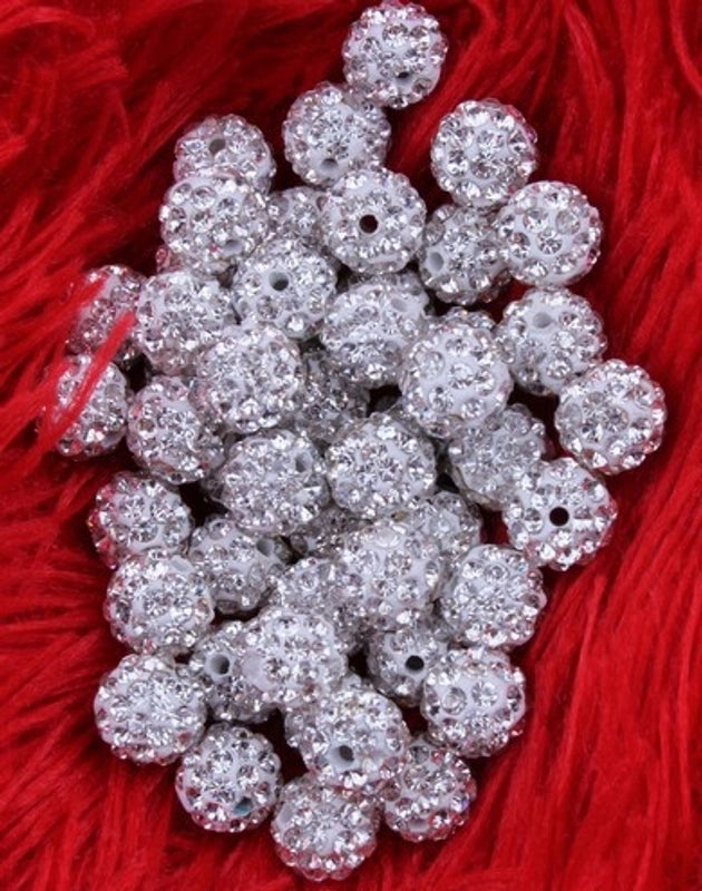50 Pieces 35mm 4mm Soft Clay Artificial Rhinestones Round Beads