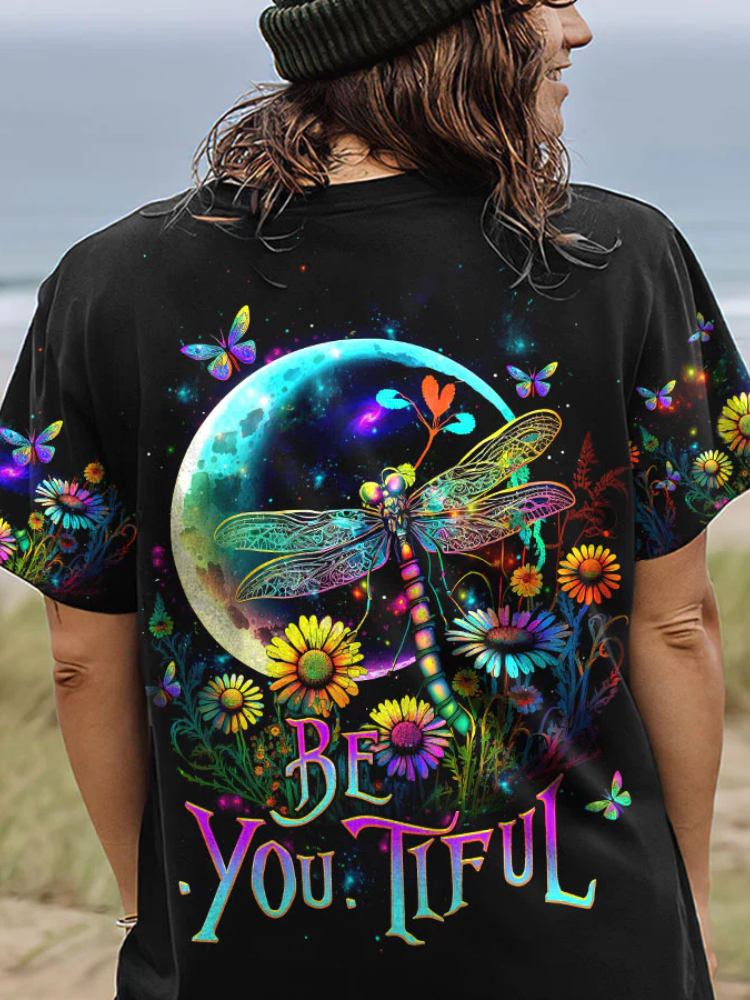 Be You Tiful Dragonfly All Over Print T Shirt