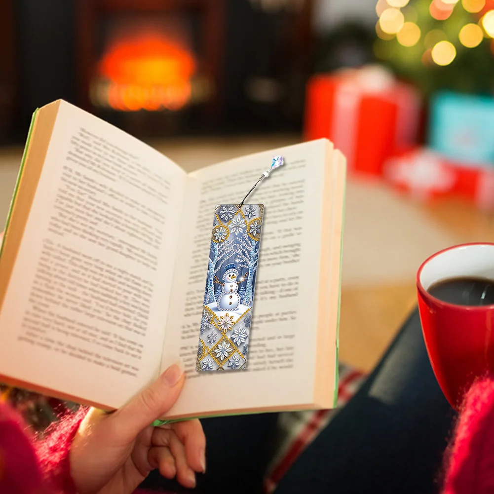 Snowman A5 Size Diamond Painting Notebook Set with 4Pcs Bookmark Holiday Gift