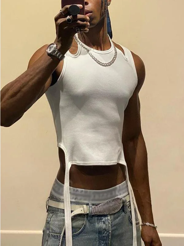 Aonga - Mens  Cutout Shoulder Crop Tops VestI