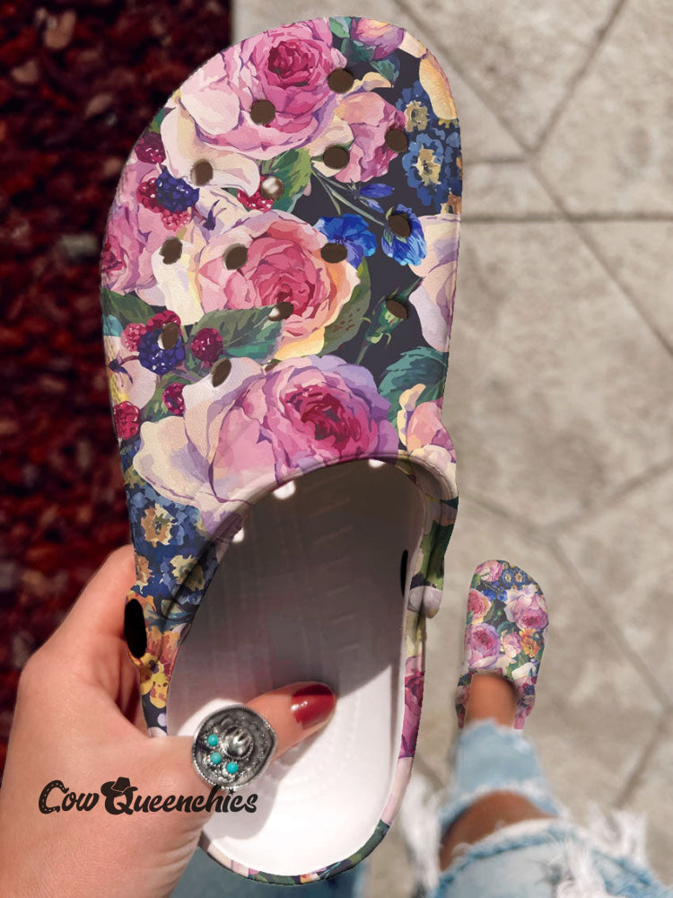 Vintage Art Print Casual Hole Slippers Multicolor / 36