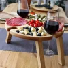 Table de pique-nique pliante ext&eacute;rieure en bois avec porte-verre &agrave; vin