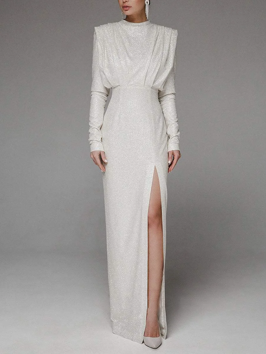 Shiny and elegant slim dress with slits