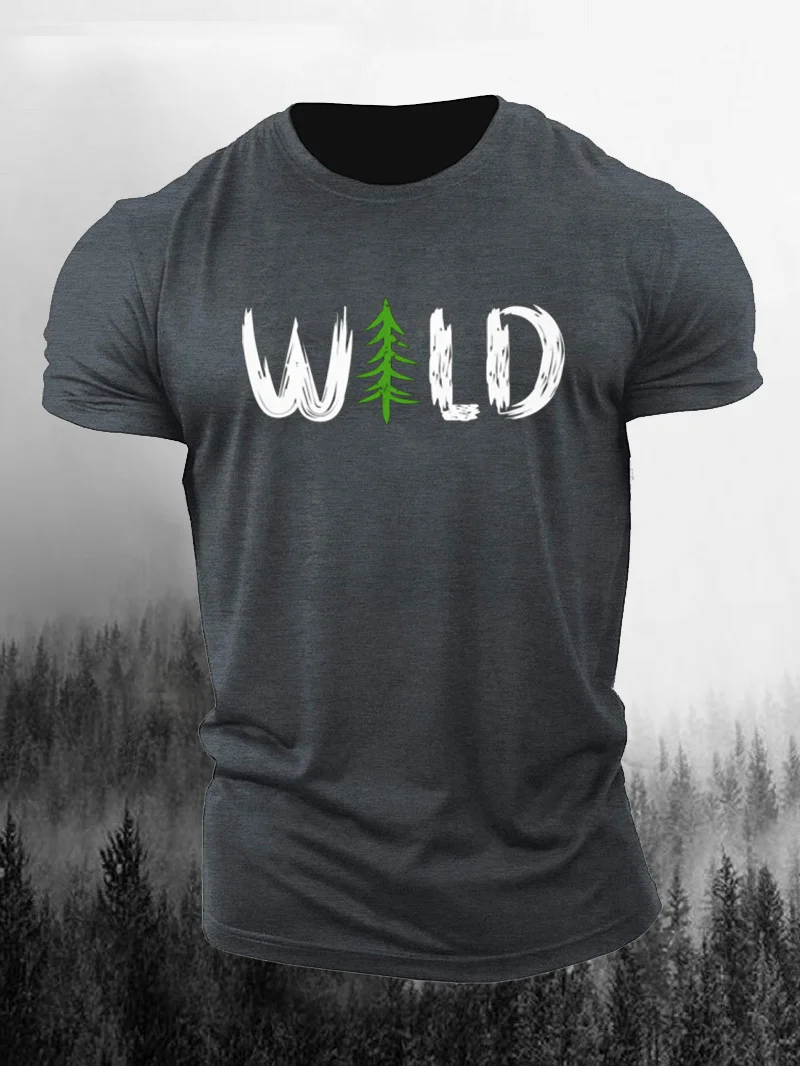 Creative Wild Letter Printed Men's T-Shirt in  mildstyles