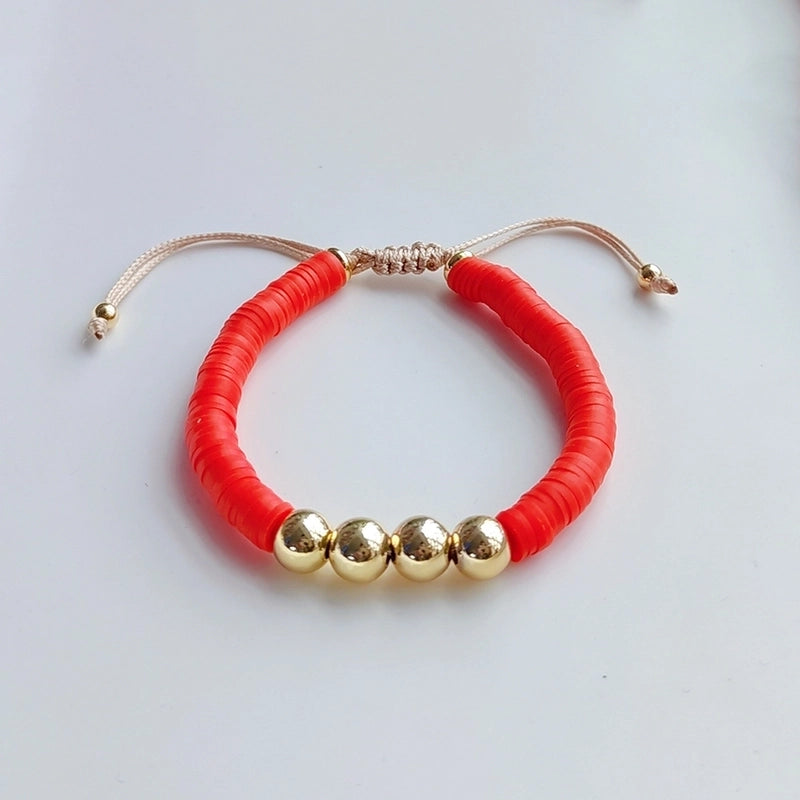 Vacation Colorful Freshwater Pearl Soft Clay Copper Beaded Knitting Plating Women’s Bracelets
