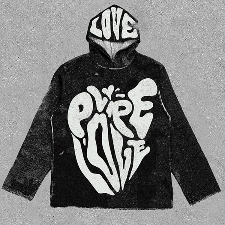Vintage Ever Love Graphic Gothic Hip Hop Tapestry Pullover Hoodie