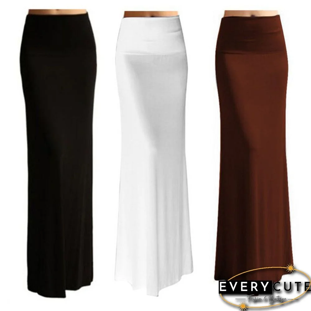 Women Summer Stretchy High Waist Skirt Bodycon Long Maxi Beach Skirt Casual