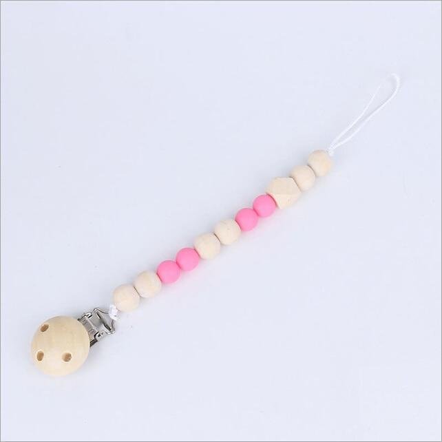 2019 Baby Feeding Accessories 1pc Dummy Clip Pacifier Chain Baby Soother Colorful Wood Crochet Wooden Toy Non-toxic Holder