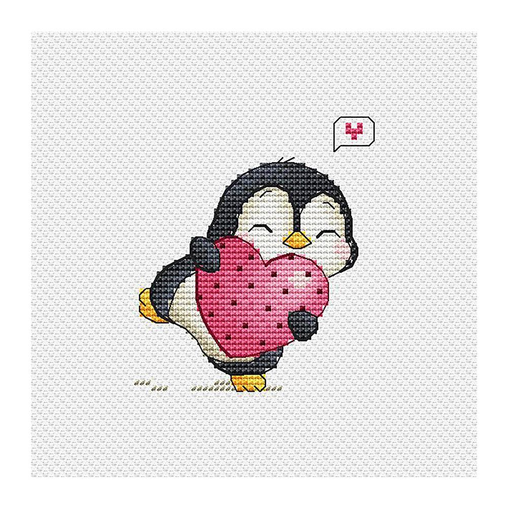 Love Penguin Full 11CT Pre-stamped Canvas(25*25cm) Cross Stitch