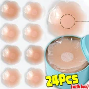 Bayuyun 2-24PCS Invisible Self Adhesive Chest Paste Reusable Sticker Breast Petal Strapless Lift Up Bra Pad Silicone Petal Nipple Cover