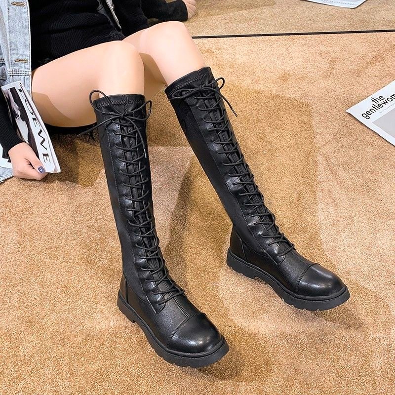 Women's Boots 2021 Winter New British Style Handsome Tall Boots Warm Long Boots Fashion All-match Flat-bottomed Boots Women