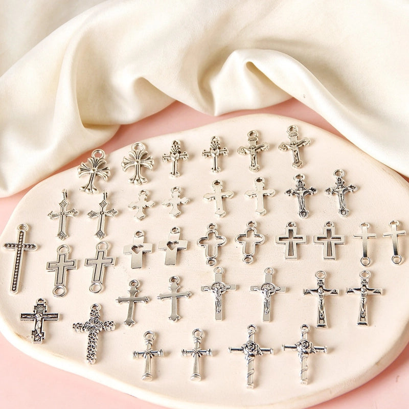 10 PCS/Package 8 * 20mm Alloy Cross Polished Pendant Jewelry Accessories