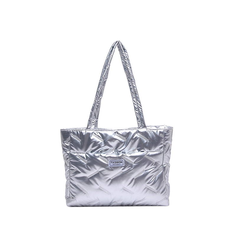 Women’s Medium Cloth Solid Color Streetwear Square Zipper Shoulder Bag Tote Bag