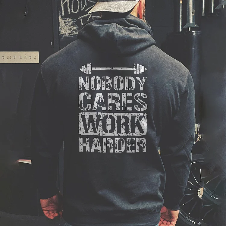 Nobody Cares Work Harder Barbell Printed Men's Hoodie