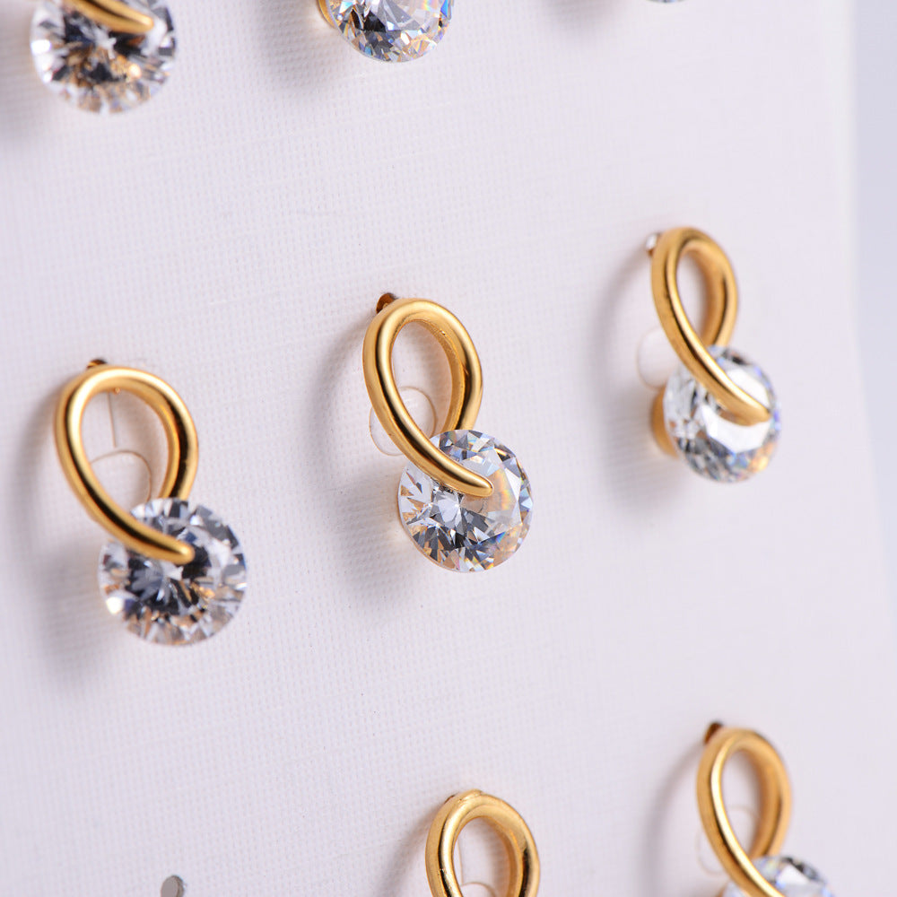 IG Style Women Cross Metal Tassel Crown Titanium Steel Earrings