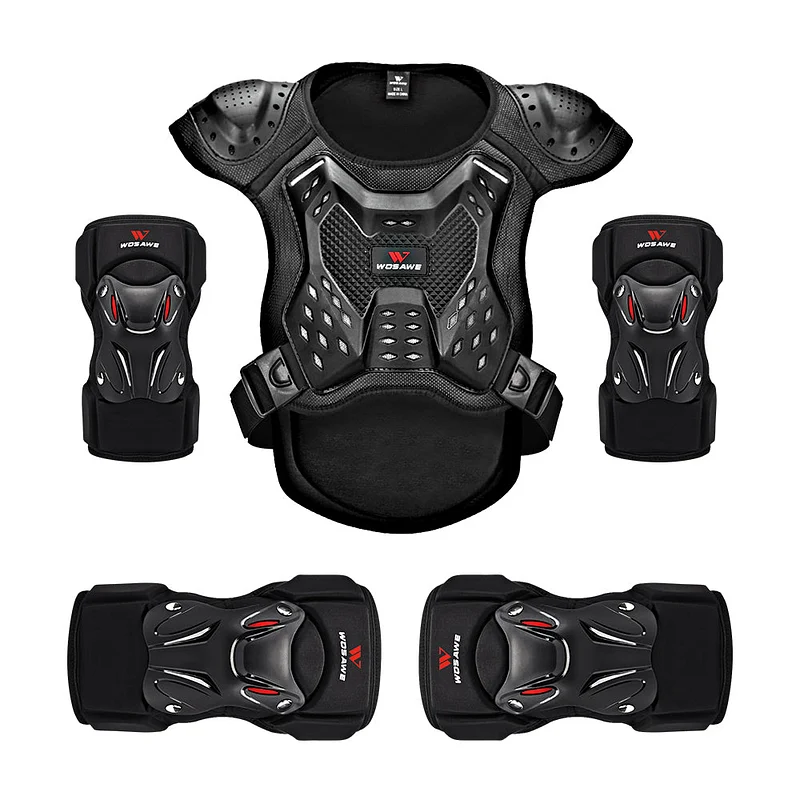 WOSAWE Motorcycle Knee Elbow Pads Adjustable Sports Protective Gear Sets For Biking, Racing, Skiing, Skateboard, Scooter (Black Elbow & Knee Pads - View #8