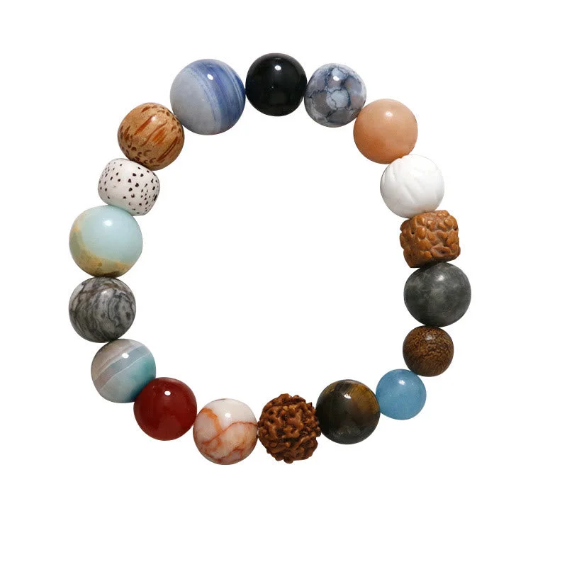 Natural Bodhi Seed Crystal Stone Agate Keep Away Evil Spirits Bracelet