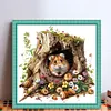 Hamster In Tree Hole-14CT Stamped Cross Stitch 50*50cm/19.69*19.69in tapestrymarket