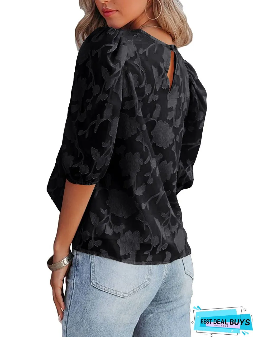 Casual Floral Round Neck Long Sleeve Shirts & Tops